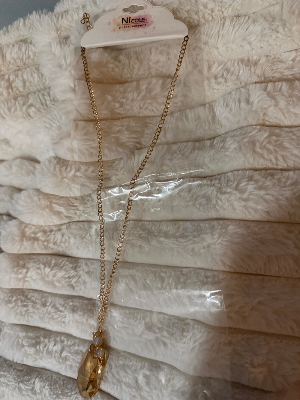 Nicole Gold Faceted Teardrop Pendant Necklace